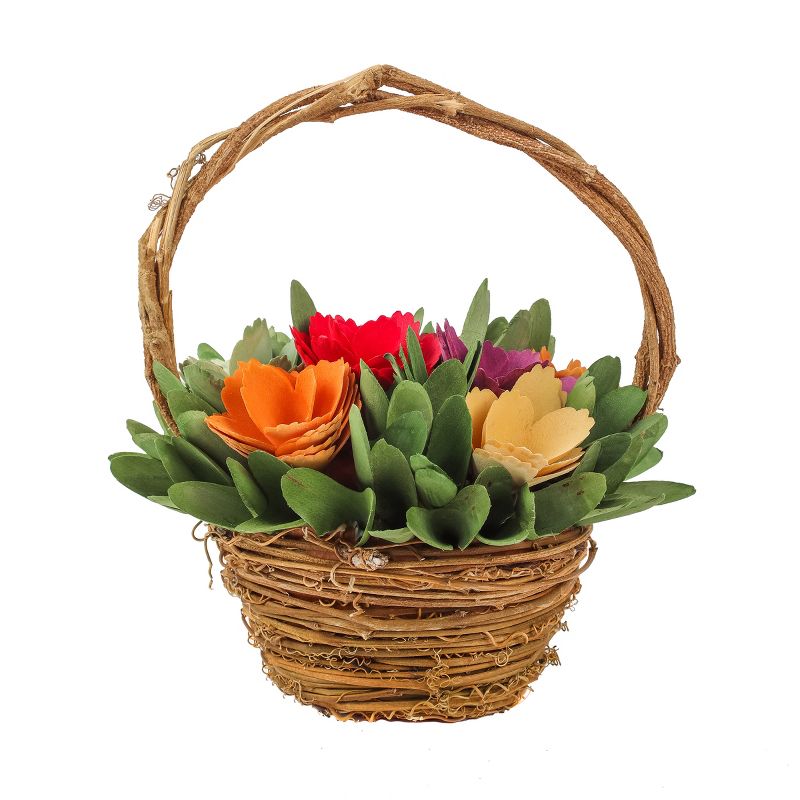 10" Artificial Spring Multicolor Floral Arrangement in Basket - National Tree Company, 1 of 5
