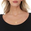 14k Yellow Gold 1" Barrel-Ended Cross Charm Pendant with optional Adjustable Chain Necklace - 2 of 4