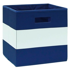 Fabric Cube Toy Storage Bin Navy Stripe - Pillowfort , Blue