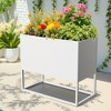Lirago 3 ft. H x 1.5 ft. W Raised Garden Bed Metal Planter Box White Rectangular Raised Gardens Planters with Trellis Elevated Planter - 3 of 4