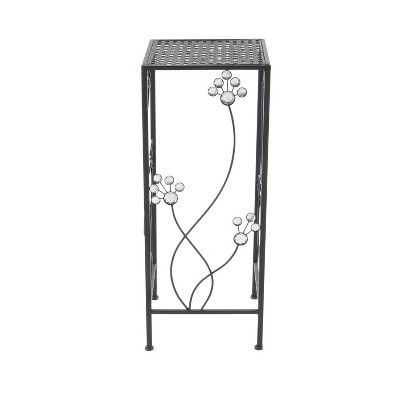 Set of 3 Black Iron Floral Plant Stands
