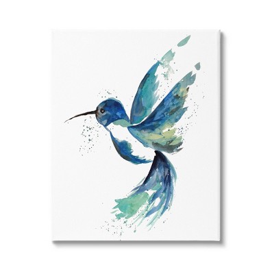 Stupell Industries Modern Blue Hummingbird Flying Canvas Wall Art