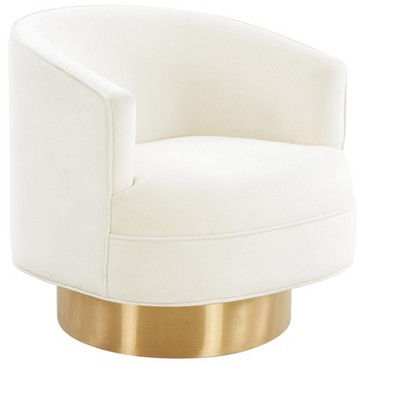 Stella Velvet Swivel Chair by Inspire Me! Home Decor in Cream