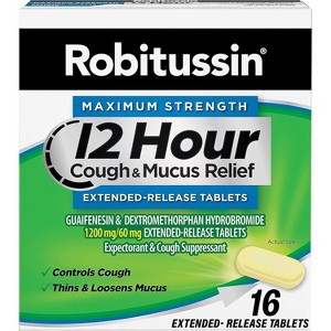 Robitussin 12hr Cough & Mucus Relief Extended Release Tablet, 16 Count - 1 of 4
