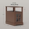 Vynxaria Modern End Table with Charging Station, Narrow Design, Brown, 14"W x 23.6"D x 23.6"H - 4 of 4