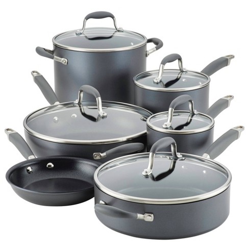 Anolon X Hybrid Nonstick Cookware Induction Pots And Pans Set, 6 Piece,  Dark Gray