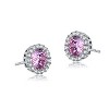 Guili Sterling Silver Colored Cubic Zirconia Round Halo Stud Earrings, a Radiant and Classic Jewelry Piece for a Versatile and Elegant Appeal - 3 of 4