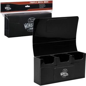 Monster Protectors Magnetic Triple Deck Box - Black, Holds 225 Gaming TCGs, Use w Standard & Smaller Size Gaming Trading Cards, Removable Construction - 1 of 2