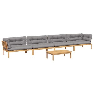 vidaXL Patio Pallet Sofa Set with Cushions - Acacia Wood Modular Outdoor Furniture - Garden Lounge - Brown/Gray - 1 of 4