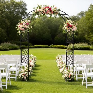 Metal Garden Arbor,Arch Trellis for Climbing Plants, Weather-Resistant Decorative Wedding Archway, Sturdy Iron Frame, Outdoor Black Garden Arch Decor - 1 of 4