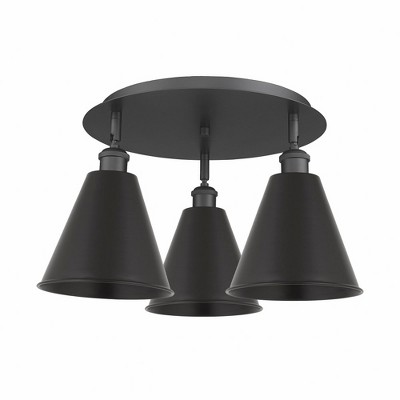 Ballston Cone - 3 Light Flush Mount In Industrial Style-10.5 Inches Tall and 19.75 Inches Wide