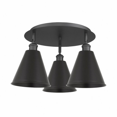 Innovations Lighting Ballston Cone 3 - Light Flush Mount In Matte Black ...