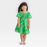 Toddler Girls' Floral Bubble Sleeve Dress - Cat & Jack™ Green