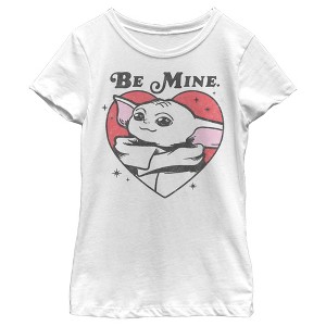 Girl's Star Wars The Mandalorian Valentine's Day Grogu Be Mine T-Shirt - 1 of 4
