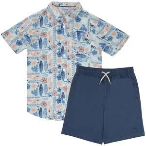 Tommy Bahama Big Boys Button Down Short Sleeve Hawaiian Elastic Woven Shirt and Short Set - 1 of 3