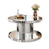 Grungis Sliver Round Coffee Table with Starburst Mirror Mosaic Design,Modern Center Table for Livng Room - 3 of 4
