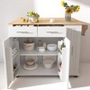 Rolling Kitchen Island with Drop Leaf, 3-Tier Pull-Out Organizer, Drawers, Storage Cabinet & Lockable Wheels, Farmhouse Kitchen Cart, Kitchen Cabinets - 3 of 4