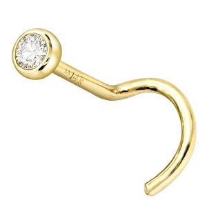 Jewelry Avalanche 22G 14K Gold Bezel-set Diamond Nose Screw Nose Stud - 1 of 4