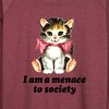 Women's - Instant Message - Menace To Society Lightweight French Terry Wide Neck Long Sleeve Graphic Shirt - 2 of 4