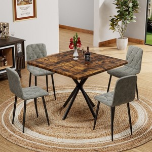 NicBex Dining Table Set for 4 Kitchen Table Square Dining Table Set  Mid Century Modern Faux Marble Tabletop Iron Legs - 1 of 4