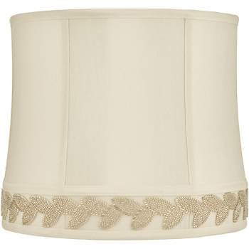 Springcrest Drum Lamp Shades Eggshell Gold Medium 13" Top x 14" Bottom x 12" High Washer Replacement Harp Finial Fitting