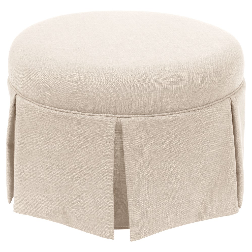 Photos - Pouffe / Bench Skyline Furniture Round Skirted Ottoman in Linen Talc