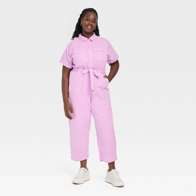 Women's Short Sleeve Button-front Boilersuit - Universal Thread™ Pink 28 :  Target