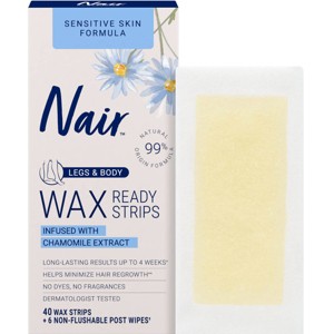 Nair Sensitive Hair Remover Legs & Body Wax Strips - 40ct - 1 of 4