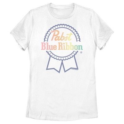 Women's Pabst Rainbow Blue Ribbon Logo T-Shirt