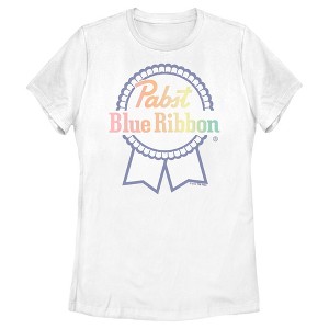 Women's Pabst Rainbow Blue Ribbon Logo T-Shirt - 1 of 4