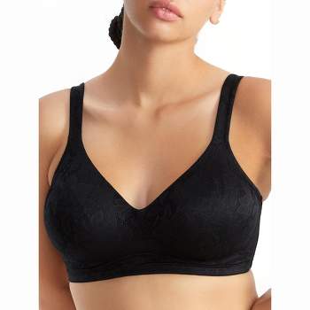 Curvy Couture Women's Luxe Lace Wire Free Bra Black Hue With