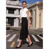 INSPIRE CHIC Women's Button Down Shirt Contrast Color Tie Neck Cap Sleeve Office Blouse - 3 of 4