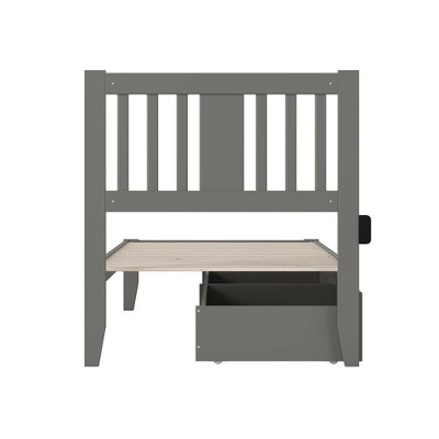 Tahoe Twin XL Gray Wood Platform Bed with Storage Drawers
