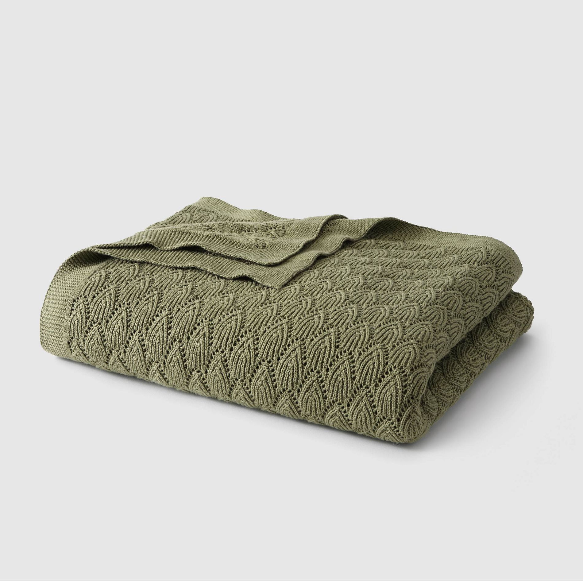 Jeremiah Brent Home Pointelle Throw Solid Marsh