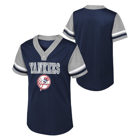 Mlb New York Yankees Girls' Henley Team Jersey - S : Target