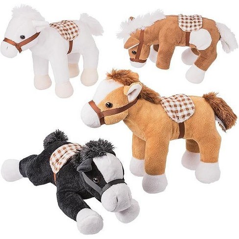 Prextex Bulk Jumbo Tall Plush Horses Stuffed Animal Horses Toys Pack Of 4 Multicolored Target