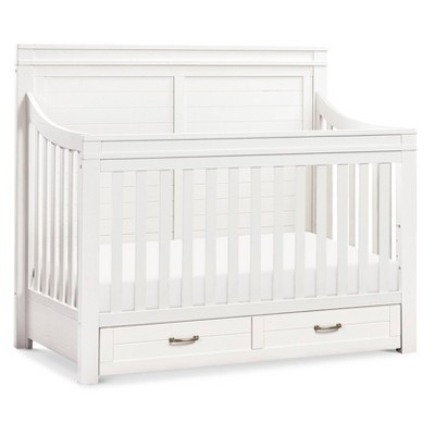 Million Dollar Baby Classic Wesley Farmhouse 4-in-1 Convertible Storage Crib, Greenguard Gold Certified - Heirloom White