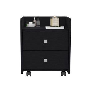 NicBex Nightstand with 2 Drawers,Modern Side Table with Square Handle,Bedside Table for Bedroom,Living Room,Black - 1 of 4