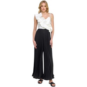 Slickblue Women's Cami Jumpsuit with Asymmetrical Ruffle and Pleated Bottom, Color & Size Options - 1 of 4