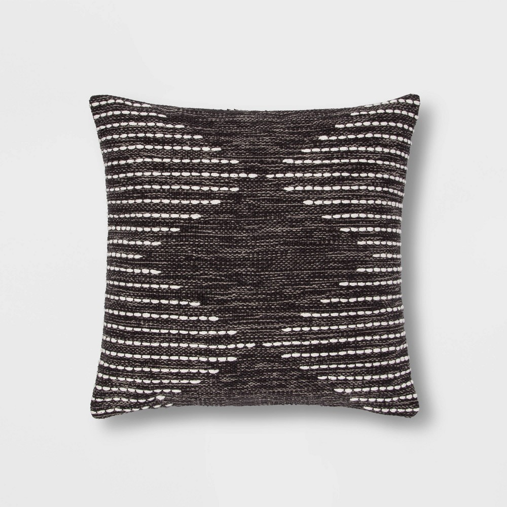 Modern Stitched Square Throw Pillow Charcoal - Project 62