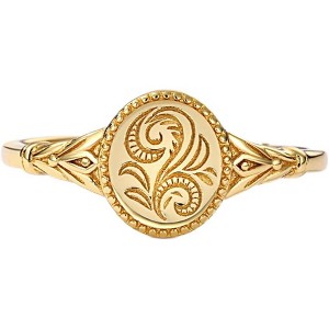 Stainless Steel Leaf Flower Signet Style Wedding Statement Promise Anniversary Engagement Ring - 1 of 2