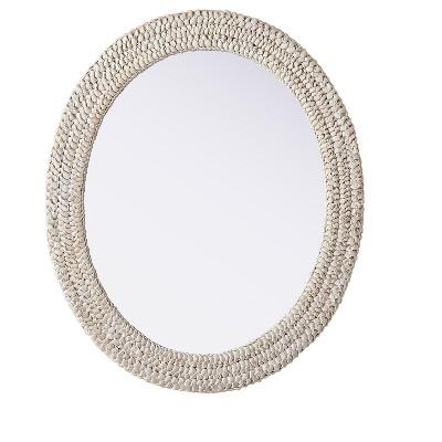 Elegant Lighting Oval Cornhusk Mirror 30x36 in Linen White