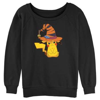 Juniors Womens Pokemon Halloween Pikachu Witch Sweatshirt
