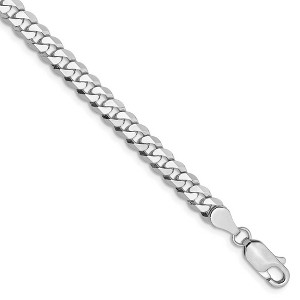 Black Bow Jewelry 4.75mm, 14k White Gold, Flat Beveled Curb Chain Bracelet - 1 of 4