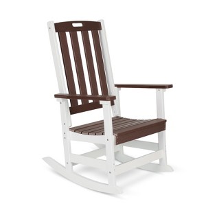 Aoodor Outdoor Rocking Chair, HDPE Slatted Porch Rocker with Armrests, All-Weather Design for Outdoor or Indoor - 1 of 4