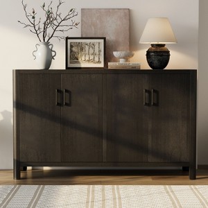 Okak 4-Door Entryway Cabinet with Natural Distressed Finish, Kitchen Pantry Cabinet, Storage Cabinet for Entryway, Living Room - 1 of 4