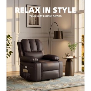 22'' Leather Recliner Massage Chair for Adults,360° swivel manual rocking chair with remote, ideal for living rooms, bedrooms, and nurseries. - 1 of 4