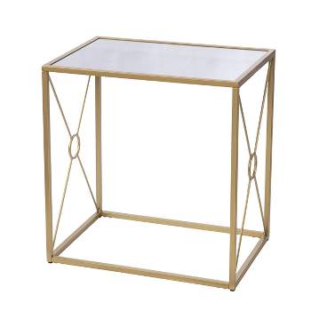 Nornew Mirror Top End Table Gold - Aiden Lane