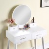 Vanity Desk Contemporary with Round Mirror and 2 Drawers for Bedroom 32.68in Wide-3irtyhousy - 3 of 4