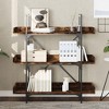 vidaXL 3-Tier Bookshelf in Smoked Oak, Engineered Wood and Metal, Adjustable Feet - 3 of 4